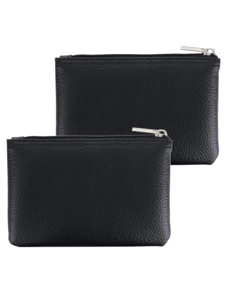 Paquete de 2 Monederos de Cuero PU Negro con Cremallera Paquete de 2 Monederos de Cuero PU Negro con Cremallera