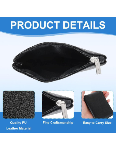 Paquete de 2 Monederos de Cuero PU Negro con Cremallera
