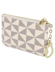 Monedero Mini Veki de Cuero Sintético Blanco con Llavero