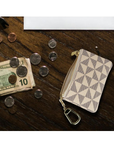 Monedero Mini Veki de Cuero Sintético Blanco con Llavero 2