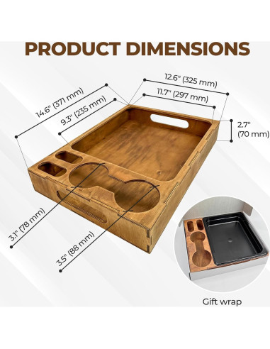 Bandeja de Madera Rústica Rostmarygift con Soporte para Tazas