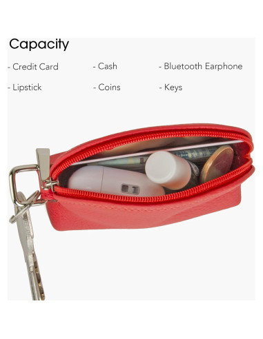 Monedero de cuero de grano completo para mujeres - Rojo Sandía