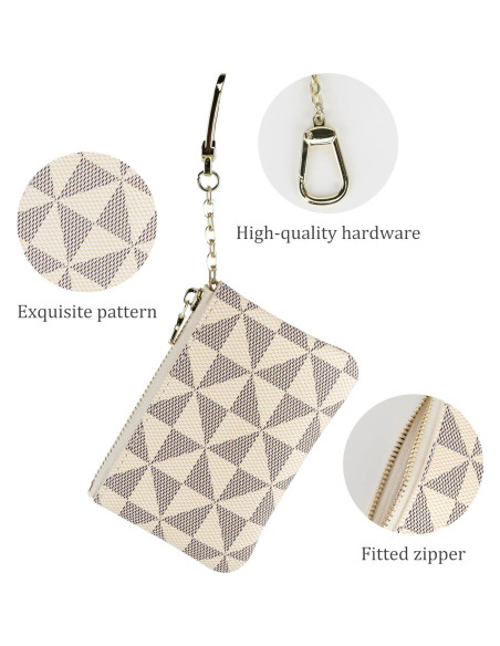 Monedero Mini Veki de Cuero Sintético Blanco con Llavero Monedero Mini Veki de Cuero Sintético Blanco con Llavero