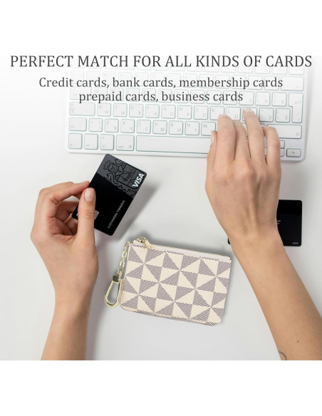 Monedero Mini Veki de Cuero Sintético Blanco con Llavero Monedero Mini Veki de Cuero Sintético Blanco con Llavero