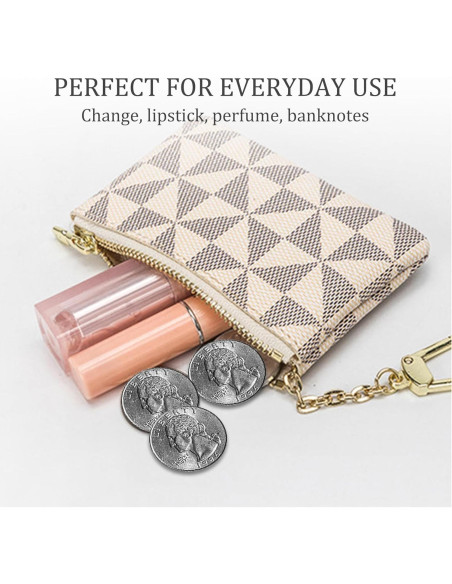 Monedero Mini Veki de Cuero Sintético Blanco con Llavero Monedero Mini Veki de Cuero Sintético Blanco con Llavero