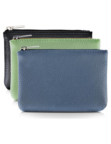 Monedero de Cuero Simarro con Cremallera - Set 3 Piezas Monedero de Cuero Simarro con Cremallera - Set 3 Piezas