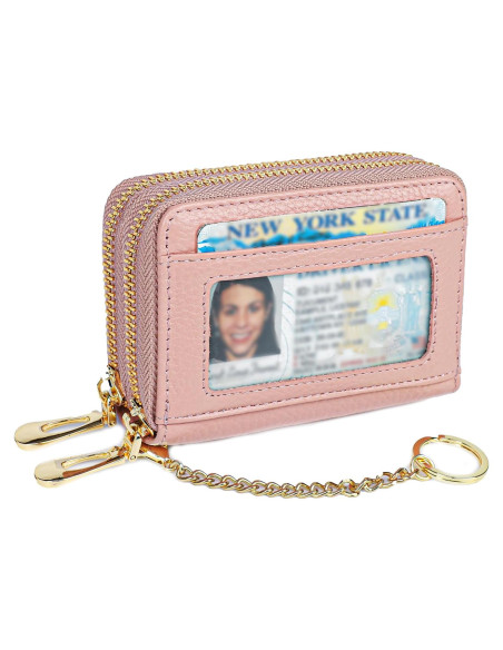 Cartera de Tarjetas RFID imeetu de Cuero Genuino - Rosa Cartera de Tarjetas RFID imeetu de Cuero Genuino - Rosa