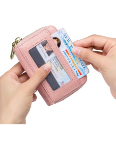 Cartera de Tarjetas RFID imeetu de Cuero Genuino - Rosa 2