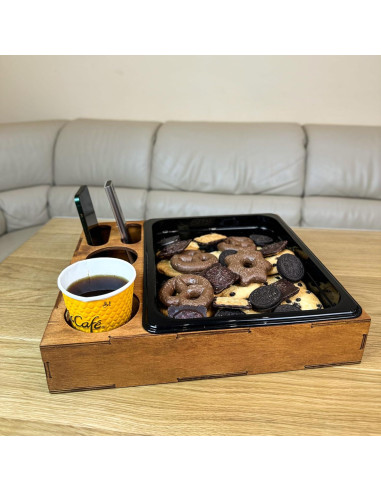 Bandeja de Madera Rústica Rostmarygift con Soporte para Tazas