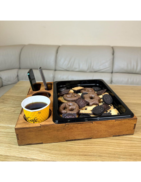 Bandeja de Madera Rústica Rostmarygift con Soporte para Tazas Bandeja de Madera Rústica Rostmarygift con Soporte para Tazas