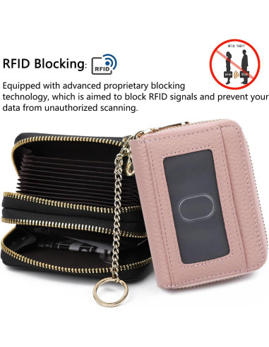 Cartera de Tarjetas RFID imeetu de Cuero Genuino - Rosa