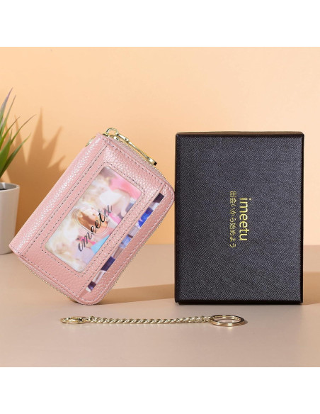 Cartera de Tarjetas RFID imeetu de Cuero Genuino - Rosa Cartera de Tarjetas RFID imeetu de Cuero Genuino - Rosa