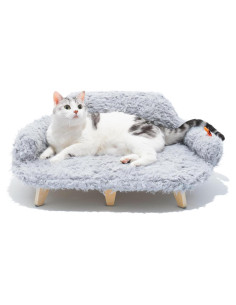 Cama para Gatos MEWOOFUN Elevada con Funda Lavable - Gris