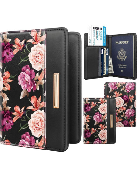 Funda de Pasaporte Coco Rossi Rosa con Bloqueo RFID para Mujeres Funda de Pasaporte Coco Rossi Rosa con Bloqueo RFID para Mujeres