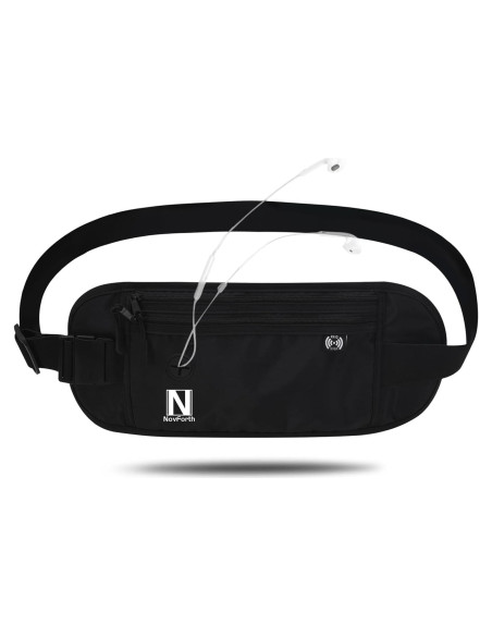 Cinturón de Dinero RFID NovForth Negro - Riñonera Impermeable Cinturón de Dinero RFID NovForth Negro - Riñonera Impermeable