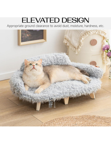 Cama para Gatos MEWOOFUN Elevada con Funda Lavable - Gris