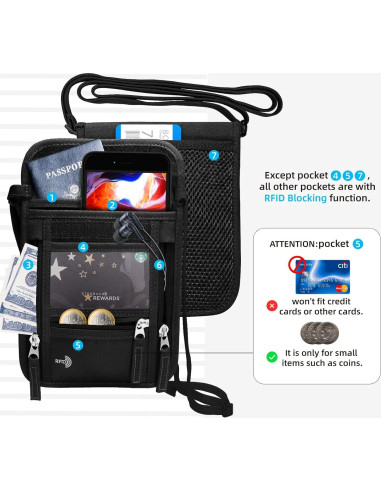 Billetera de Viaje WALNEW Unisex con Bloqueo RFID - Negro