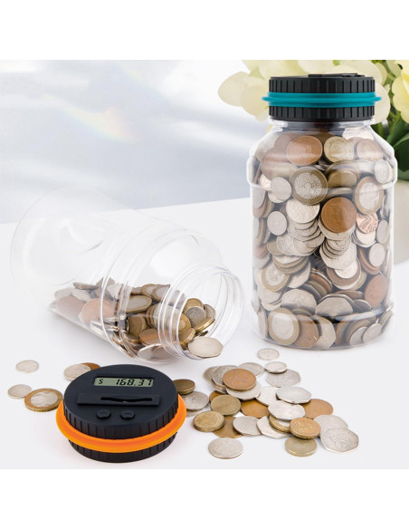 Hucha Digital QIEKAKA con Contador LCD - 2 Tarros de Monedas Hucha Digital QIEKAKA con Contador LCD - 2 Tarros de Monedas