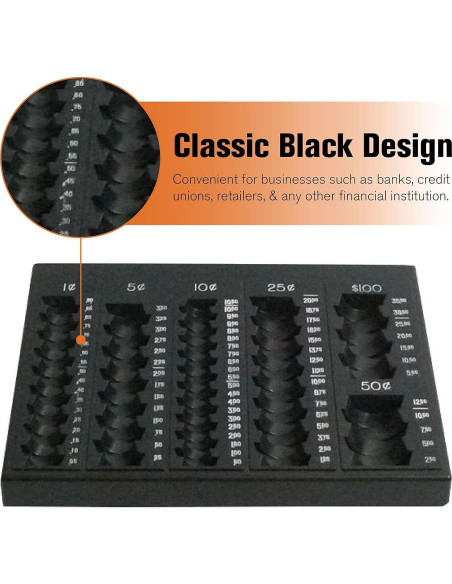 Bandeja de Monedas Sueltas BankSupplies | Negro/Blanco | 6 Denominaciones Bandeja de Monedas Sueltas BankSupplies | Negro/Blanco | 6 Denominaciones