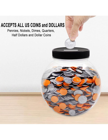Tarro de Monedas Transparente Mczxon 3.78L con Tapa Ranurada