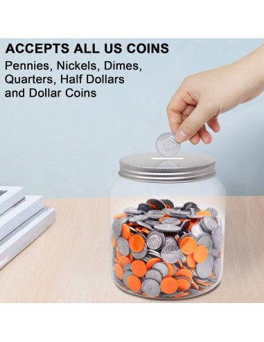 Paquete de 2 Tarros de Monedas Transparentes Mczxon 0.59 kg