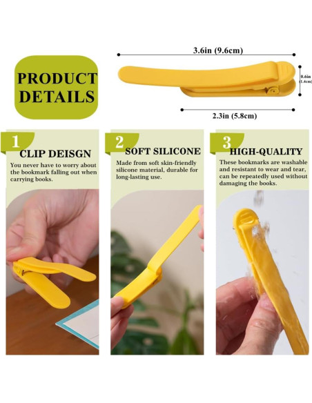 4 Marcadores Automáticos de Silicona Baeleega - Clip para Libros 4 Marcadores Automáticos de Silicona Baeleega - Clip para Libros