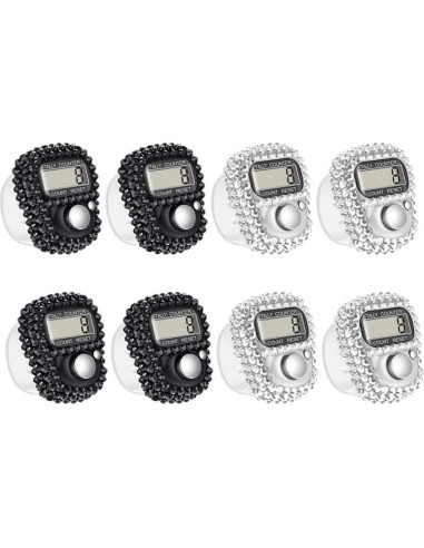 Contador Electrónico de Dedos Hitopin 8 Piezas ABS Negro Blanco