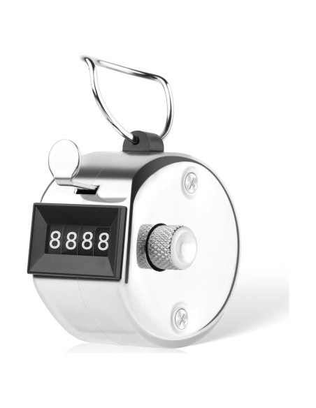 Contador Clicker HCFGS de Mano Metal 4 Dígitos Plata Contador Clicker HCFGS de Mano Metal 4 Dígitos Plata