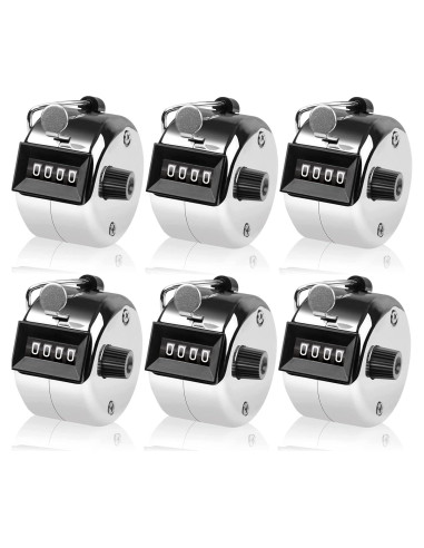 Contador Manual de Tally Lawei 6 Pcs 4 Dígitos Mecánico Plata