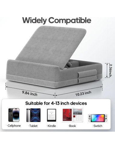 Soporte de Almohada KDD para Tabletas y Libros, Gris Claro