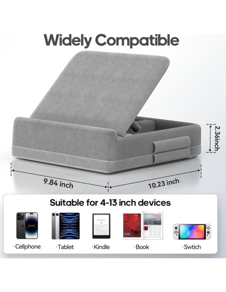 Soporte de Almohada KDD para Tabletas y Libros, Gris Claro Soporte de Almohada KDD para Tabletas y Libros, Gris Claro