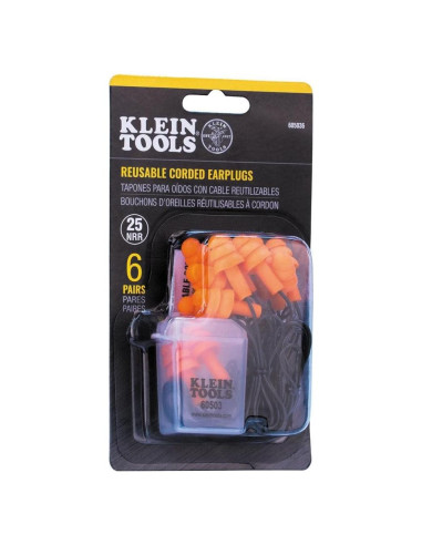 Tapones para oídos con cable Klein Tools 605036, 25dB NRR, 6 pares