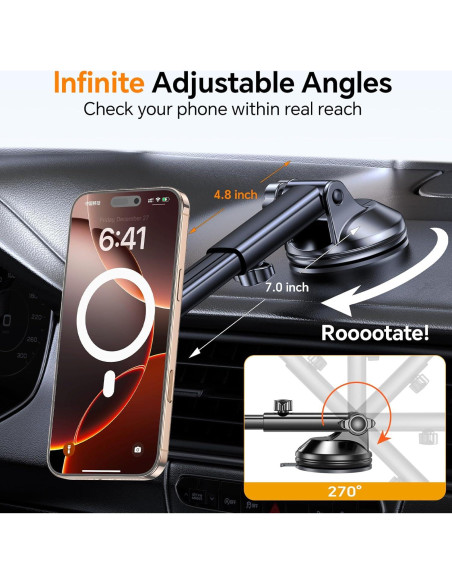 Soporte para Auto Coolpow MagSafe Ajustable 360 Negro Soporte para Auto Coolpow MagSafe Ajustable 360 Negro