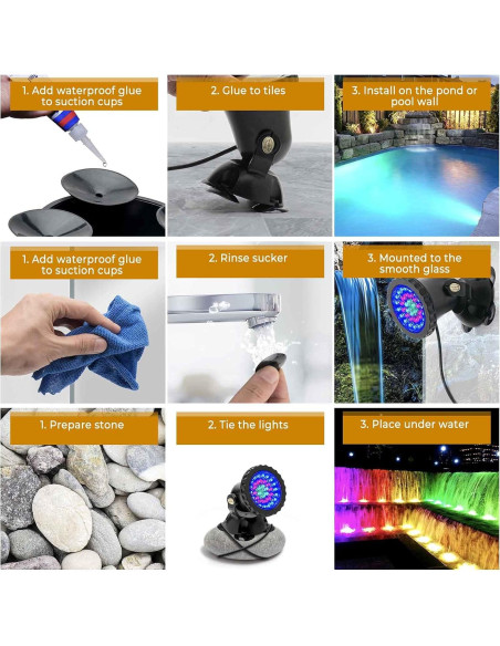 Luces LED Subacuáticas RGB SHOYO 4 en Set IP68 Luces LED Subacuáticas RGB SHOYO 4 en Set IP68
