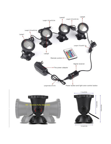 Luces LED Subacuáticas RGB SHOYO 4 en Set IP68