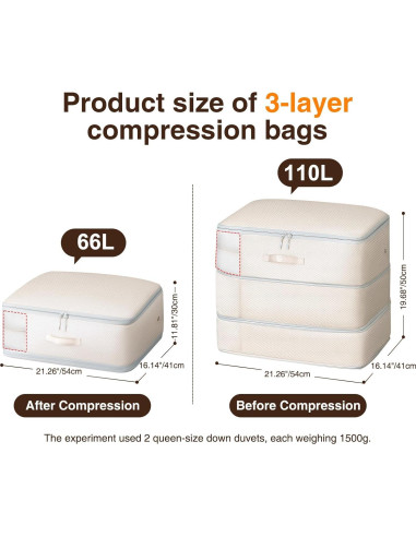 Paquete de 6 Bolsas de Almacenamiento Homsorout 110L Beige