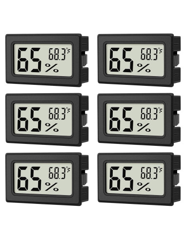 Paquete de 6 Mini Higrómetros Digitales ANFBYOH - Medidor de Humedad y Temperatura Interior