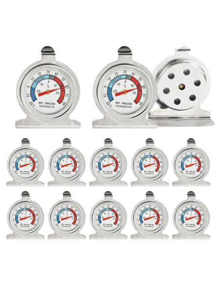 Paquete de 12 termómetros para refrigerador Ysfiuyo -30C a 30C Paquete de 12 termómetros para refrigerador Ysfiuyo -30C a 30C