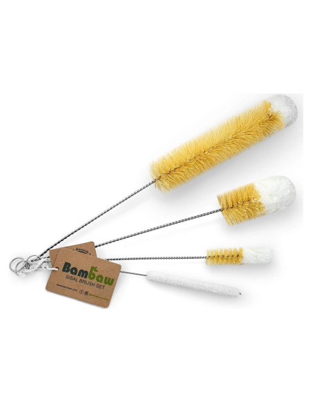 Juego de Cepillos Limpiadores de Botellas Bambaw - 4 Piezas Juego de Cepillos Limpiadores de Botellas Bambaw - 4 Piezas