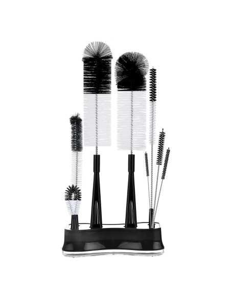 ALINK Juego de 8 Cepillos de Botellas con Soporte Negro ALINK Juego de 8 Cepillos de Botellas con Soporte Negro