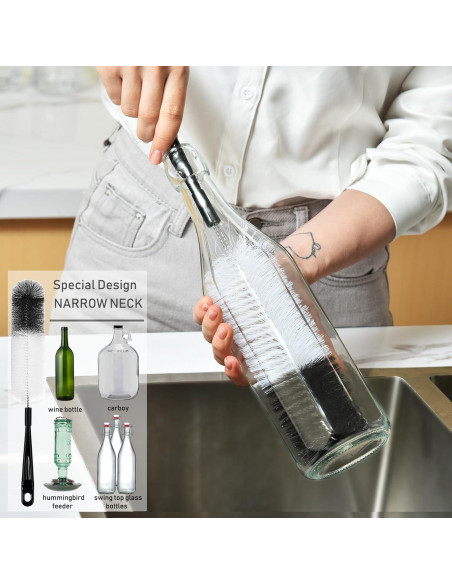 ALINK Juego de 8 Cepillos de Botellas con Soporte Negro ALINK Juego de 8 Cepillos de Botellas con Soporte Negro