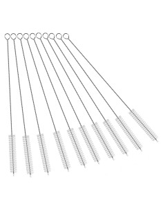 Cepillo Limpiador de Pajitas CIDYAUST - Acero Inoxidable 304 - 10 Piezas