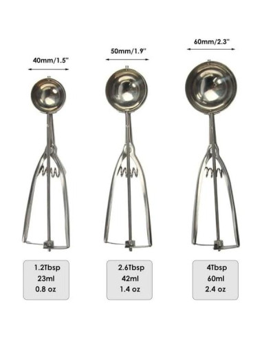 Juego de 3 cucharas para helado Rongfeng de acero inoxidable