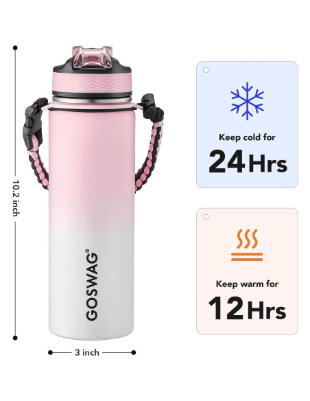 Botella de Agua Aislada GOSWAG 24oz Acero Inoxidable Botella de Agua Aislada GOSWAG 24oz Acero Inoxidable