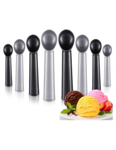 Cucharas de Helado Gejoy 8 Pcs Antiadherente 18 cm Negro y Plata
