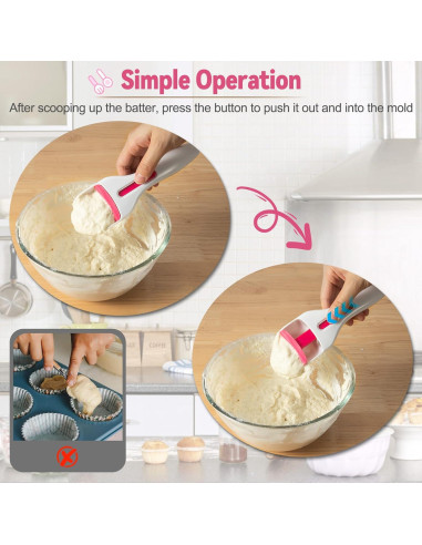 Set 2 Cucharones para Masa Sykexonm Rosa y Blanco