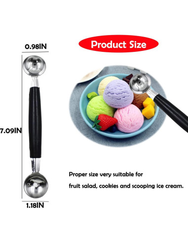 Juego de 2 cucharas de helado de acero inoxidable 18 cm