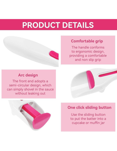 Dispensador de Masa Beufee Rosa 19.5x6cm para Cupcakes