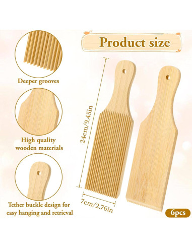 Set de 6 Tablas de Gnocchi de Madera de Bambú 24x7 cm
