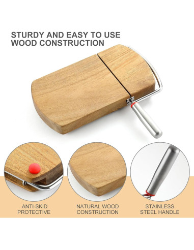 Cortador de Queso DGLOZE de Madera de Acacia con Cuchilla Inoxidable